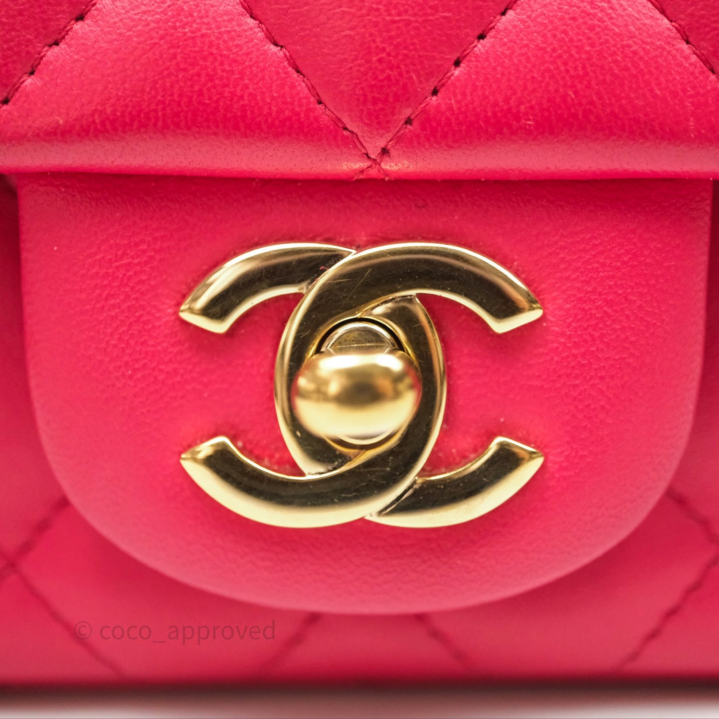 Chanel Mini Square Flap Quilted Dark Pink Lambskin Gold Hardware