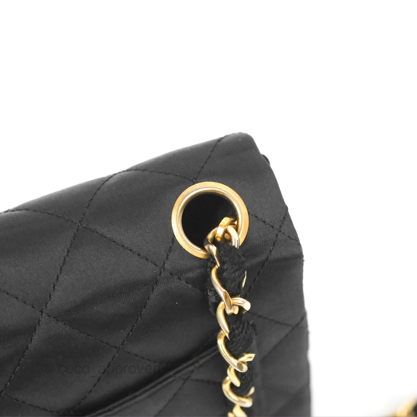 Chanel Mini Square Black Satin Gold Hardware