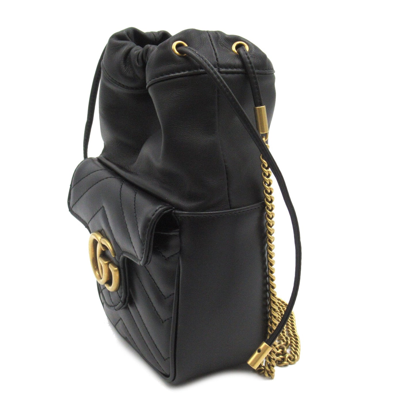 Luxury Gucci Trending 2025 GG Marmont quilting Mini Bucket Shoulder bag Leather Black