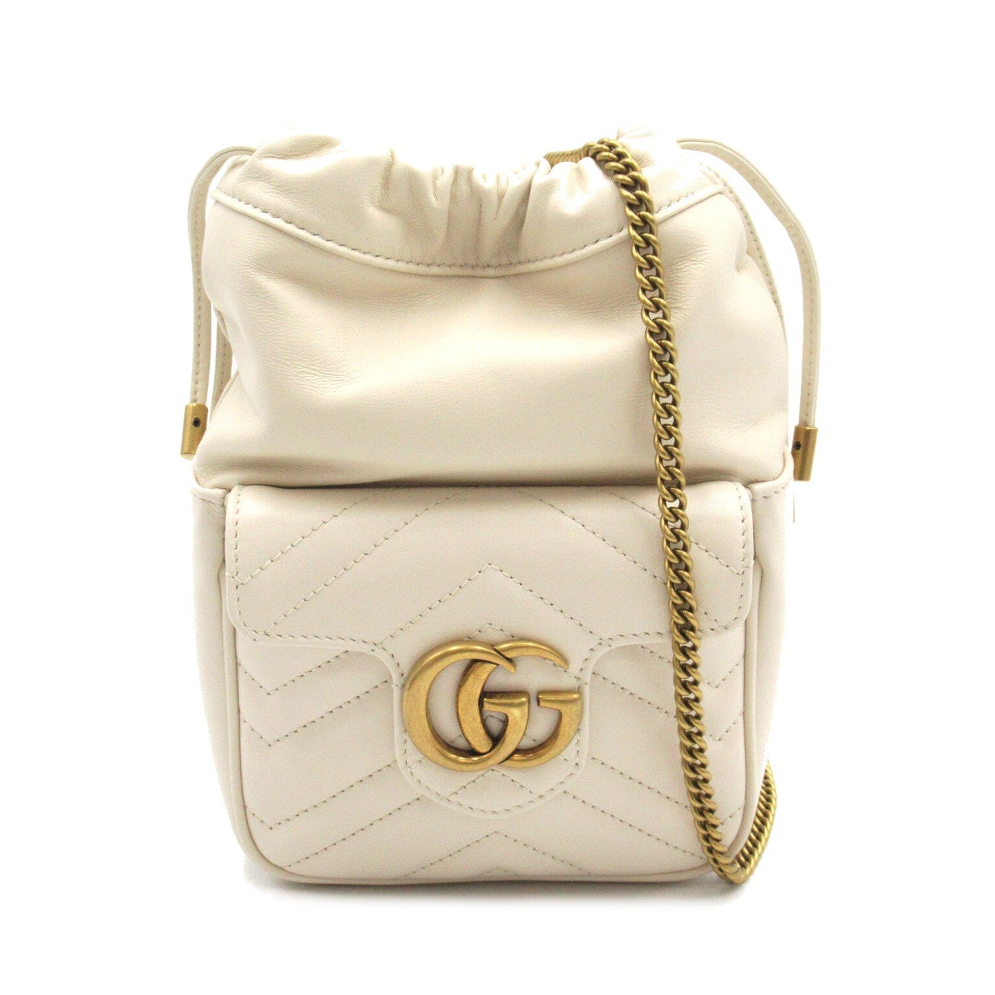 Luxury Gucci Trending 2025 GG Marmont quilting Mini Bucket Shoulder bag Leather White