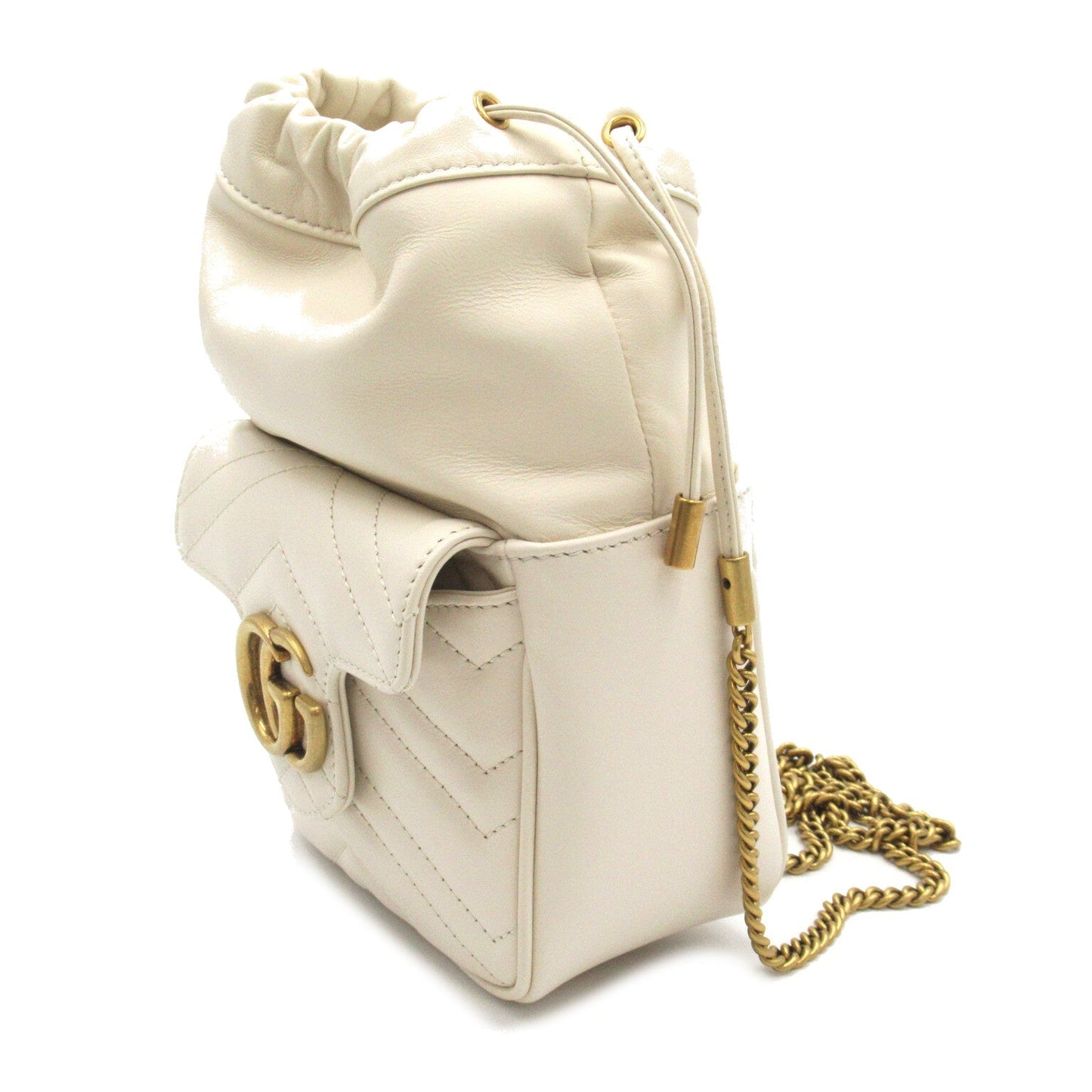 Luxury Gucci Trending 2025 GG Marmont quilting Mini Bucket Shoulder bag Leather White