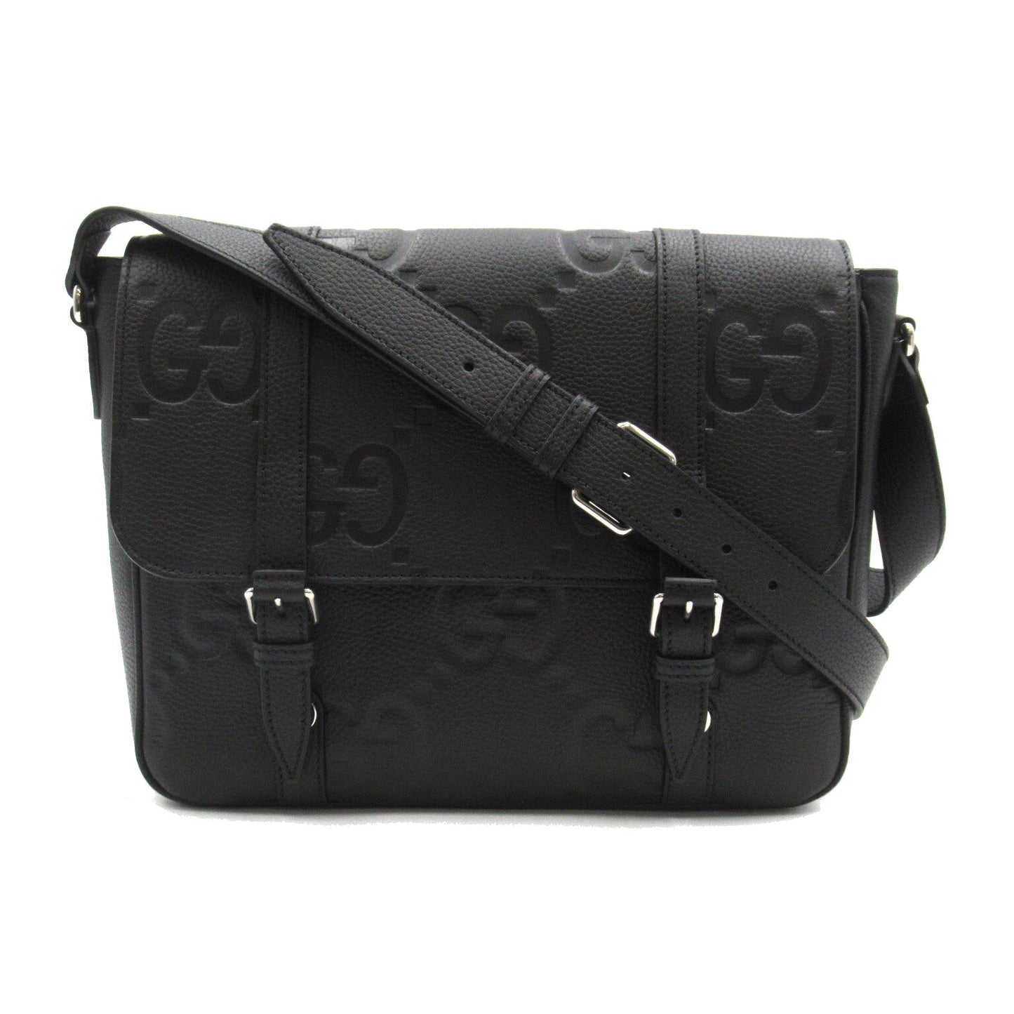 Luxury Gucci Trending 2025 Jumbo GG Medium Messenger bag Shoulder bag Leather Black