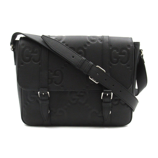 Luxury Gucci Trending 2025 Jumbo GG Medium Messenger bag Shoulder bag Leather Black