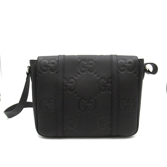 Luxury Gucci Trending 2025 Jumbo GG Medium Messenger bag Shoulder bag Leather Black