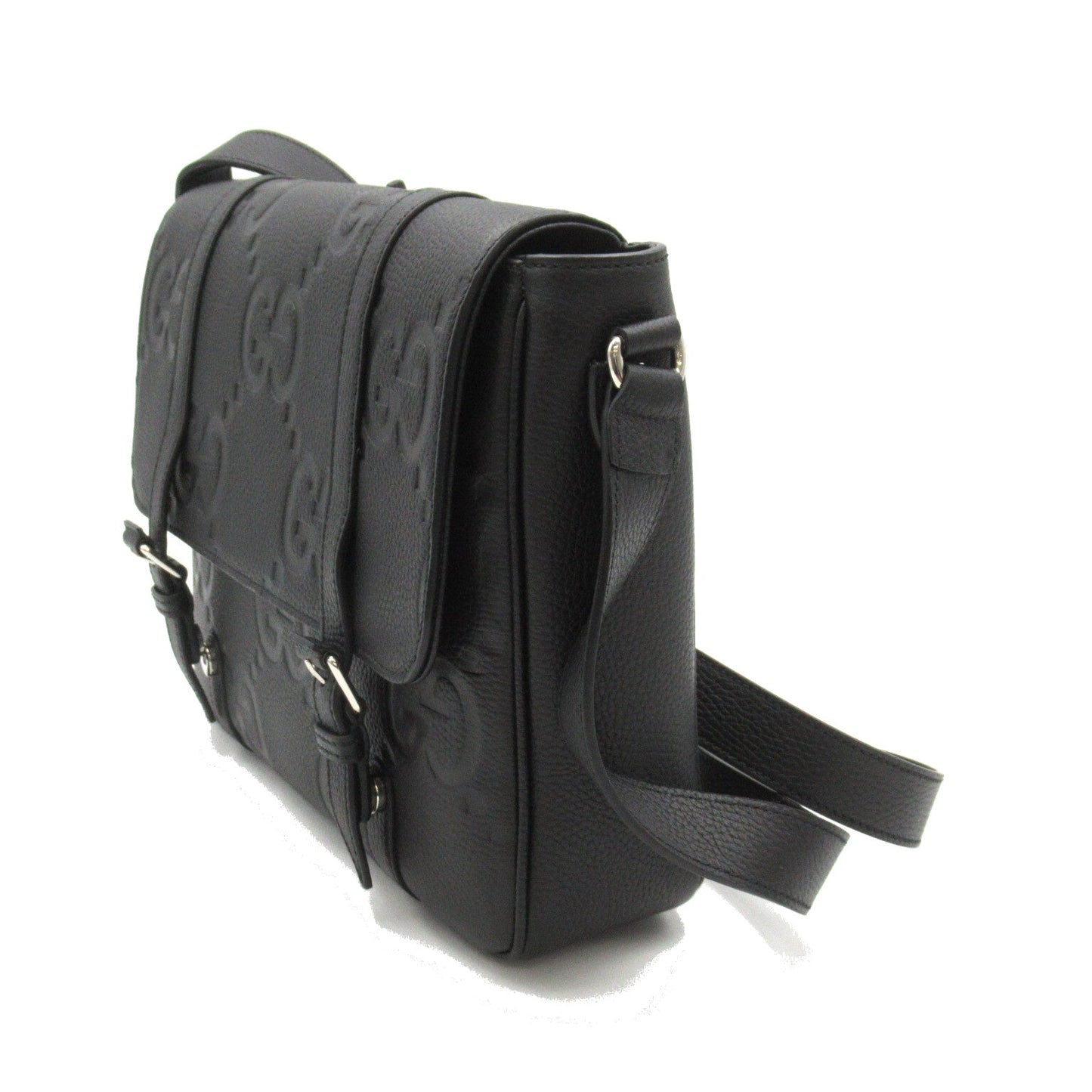 Luxury Gucci Trending 2025 Jumbo GG Medium Messenger bag Shoulder bag Leather Black