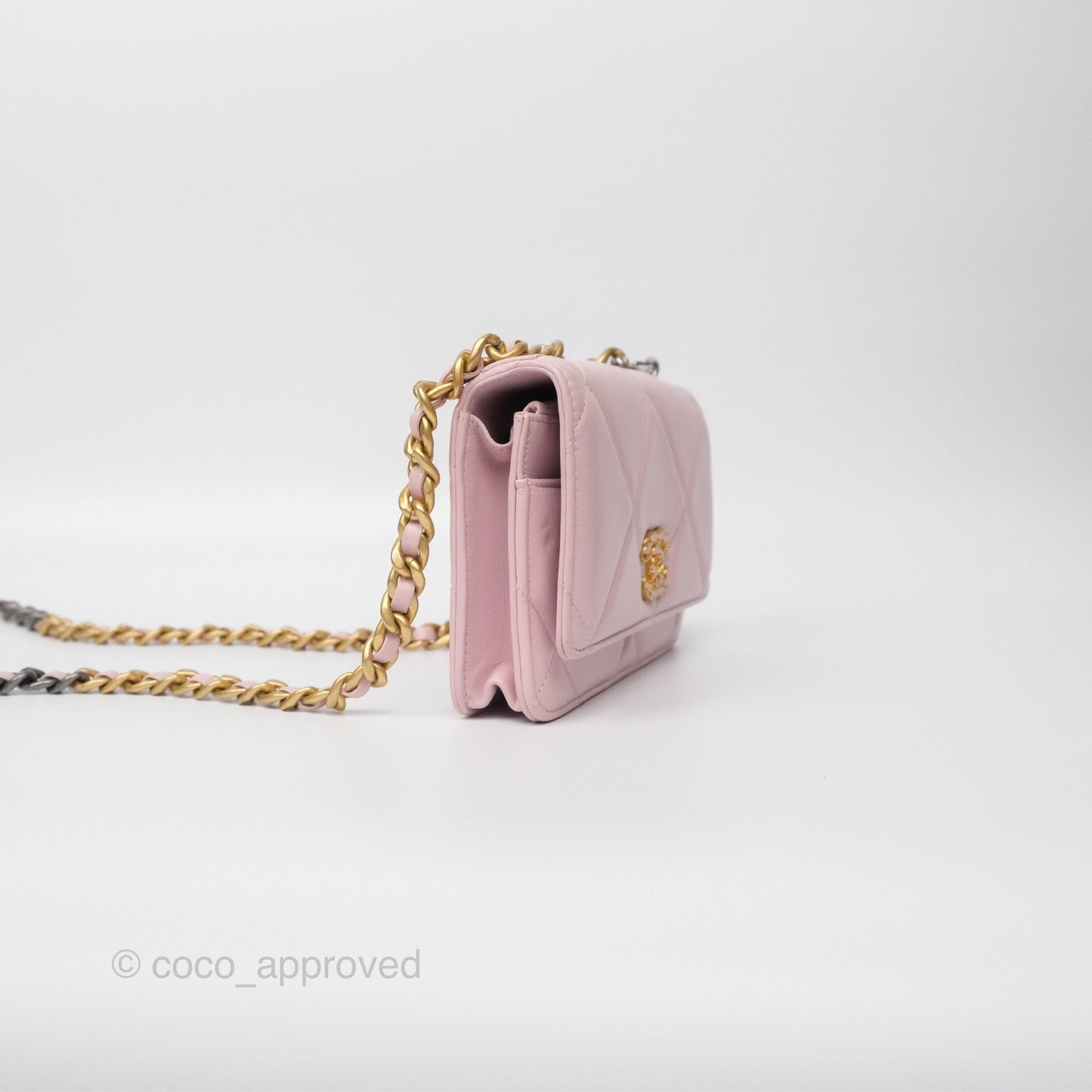 Chanel 19 Wallet on Chain WOC Light Pink Lambskin Mixed Hardware