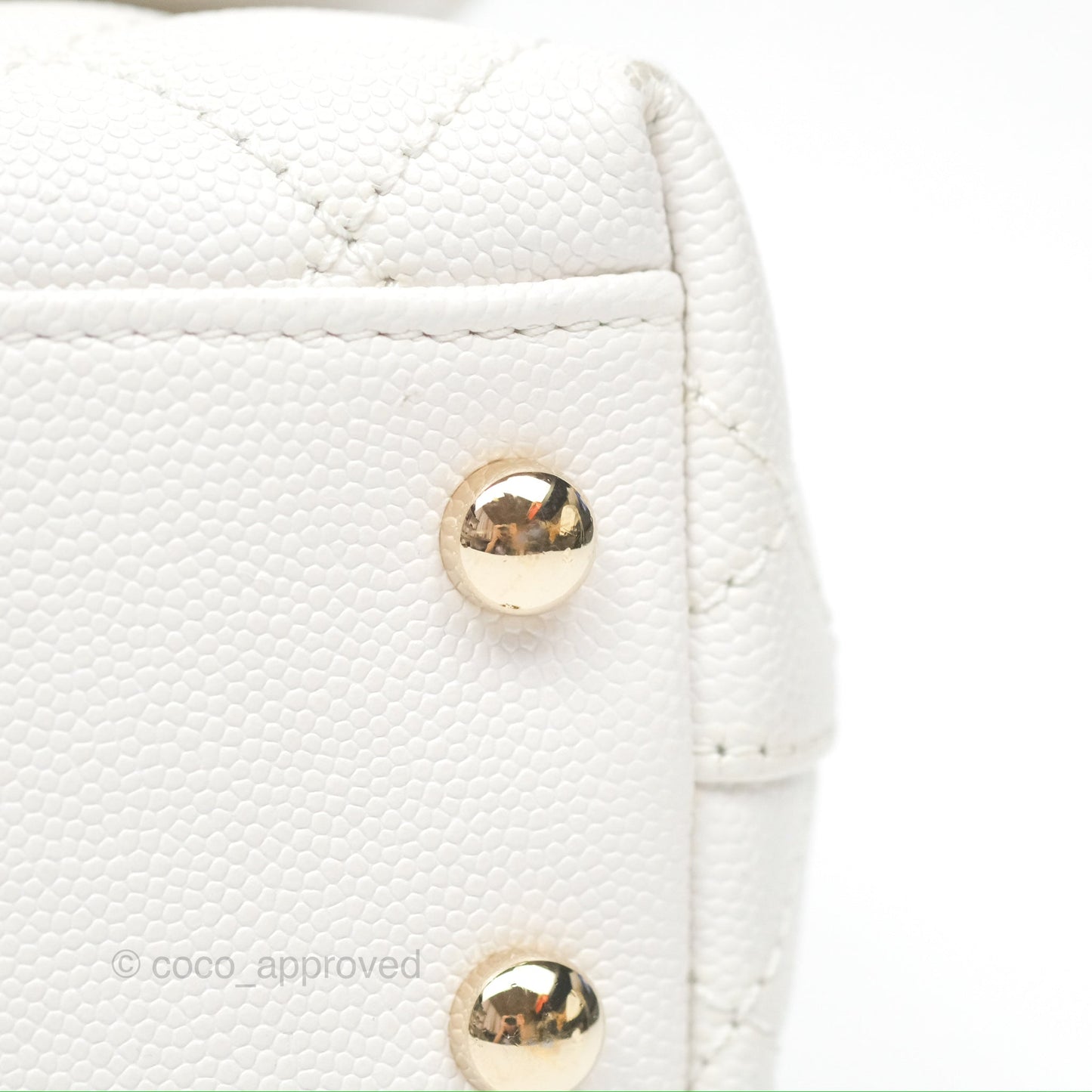 Chanel Extra Mini Quilted Coco Handle White Caviar Gold Hardware