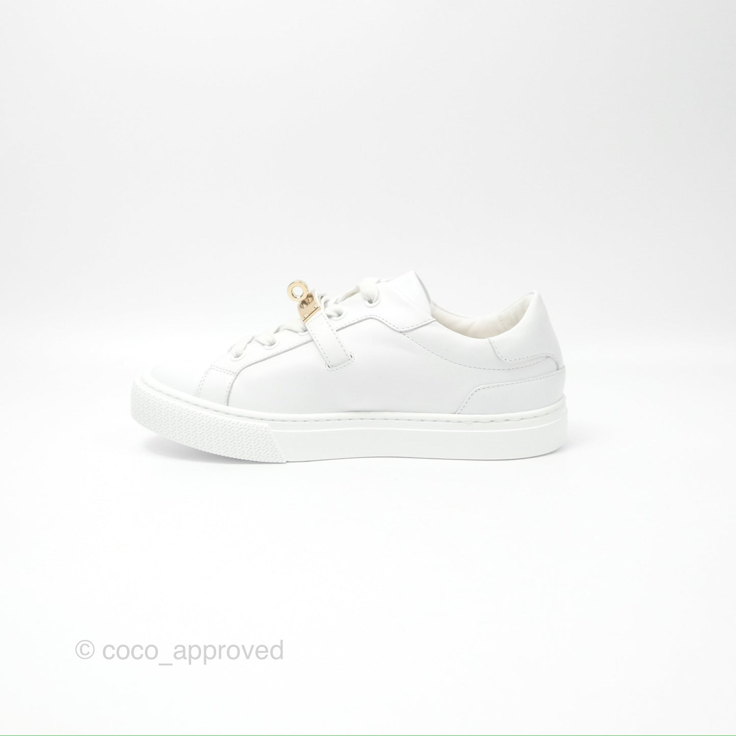 Hermès Day Sneakers White Calfskin Gold Hardware Size 35