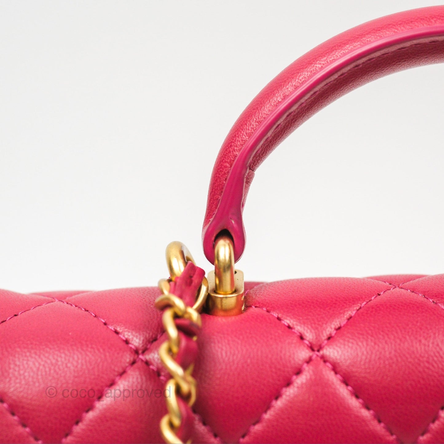 Chanel Top Handle Mini Rectangular Flap Bag Berry Red Lambskin Aged Gold Hardware