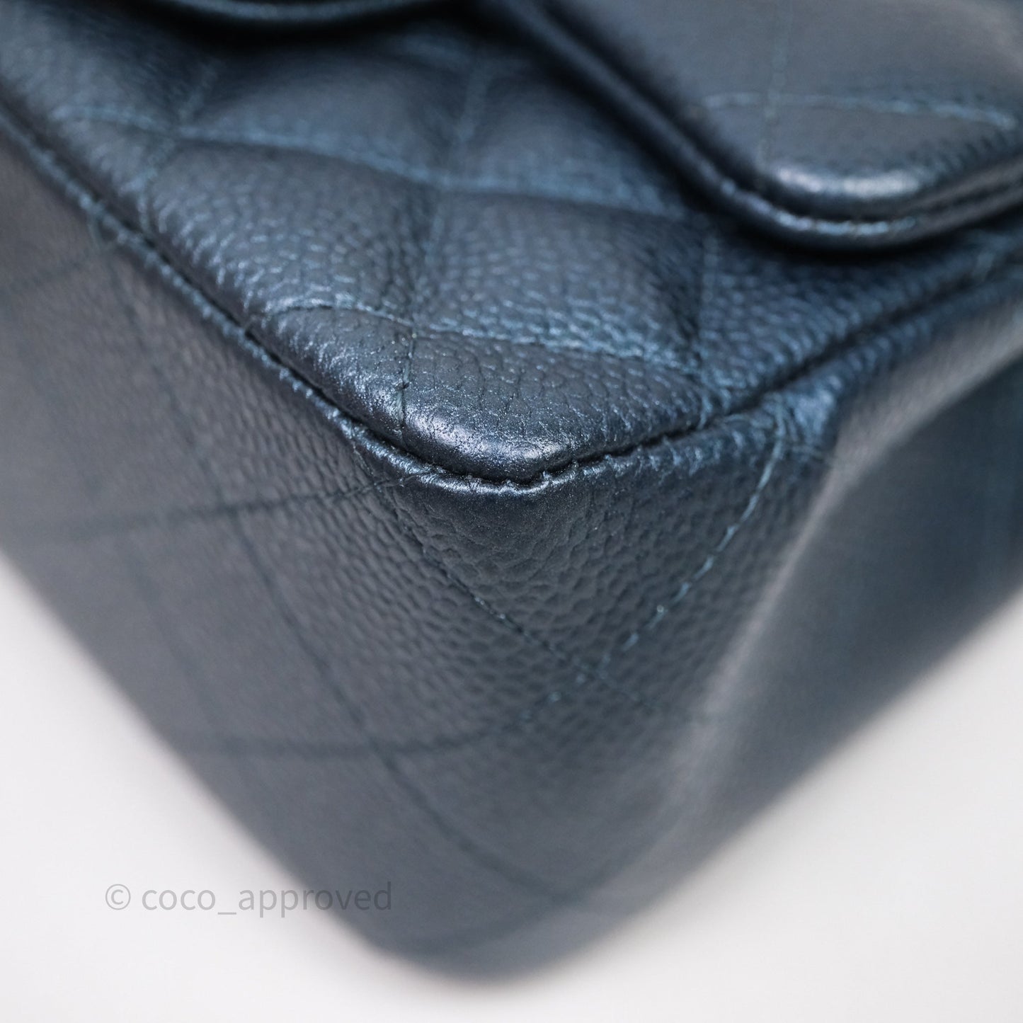 Chanel Quilted Mini Square Iridescent Navy Caviar Gold Hardware