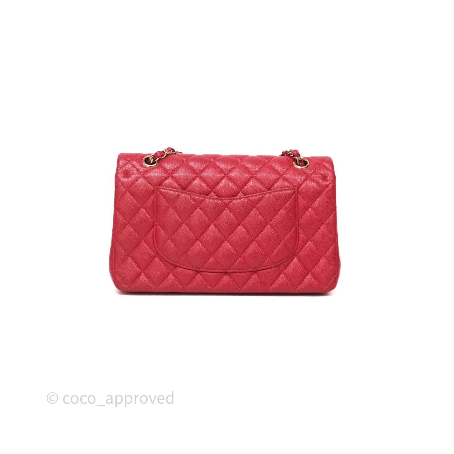 Chanel Classic M/L Medium Flap Quilted Red Caviar Gold Hardware