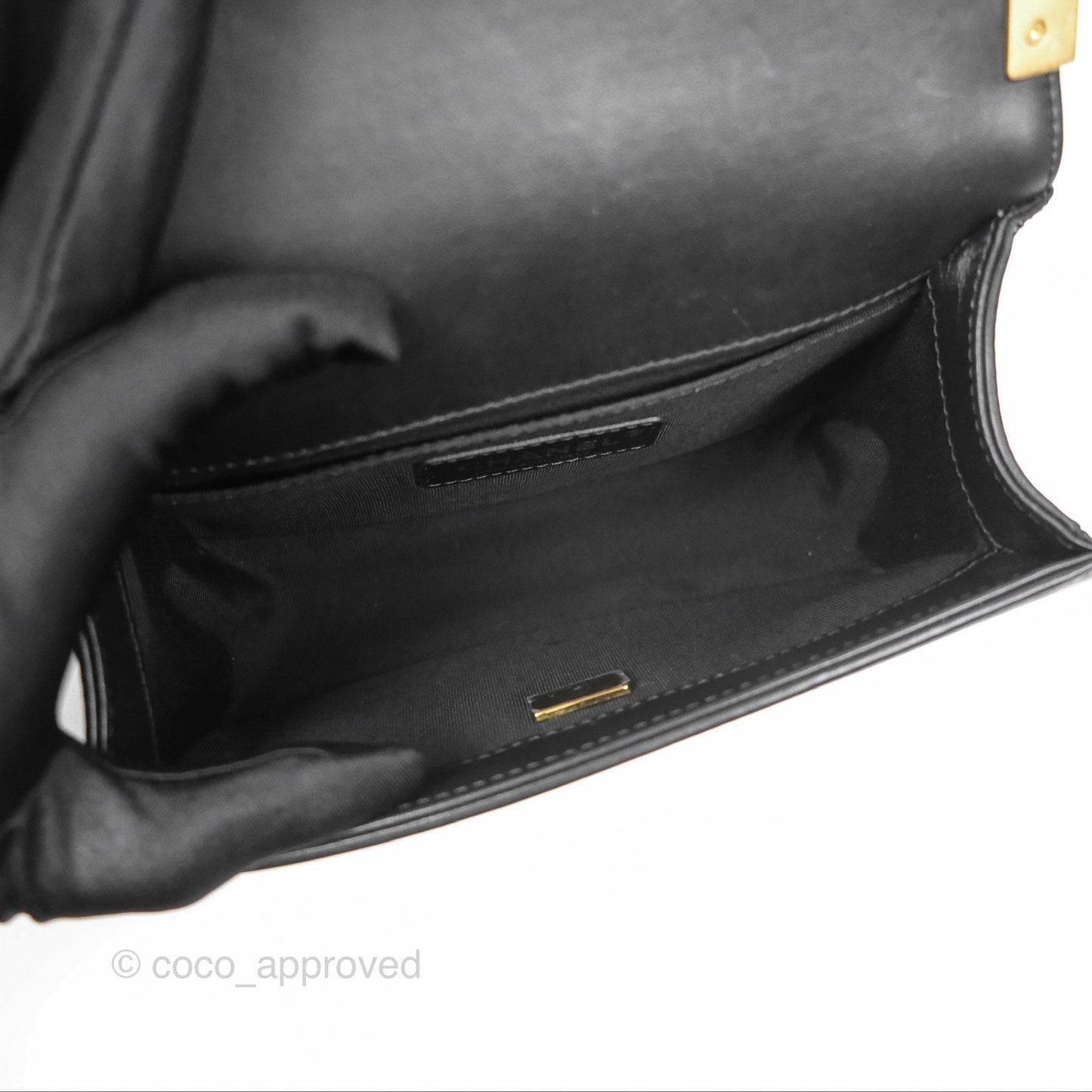 Chanel Small Boy Black Calfskin Aged Gold Hardware