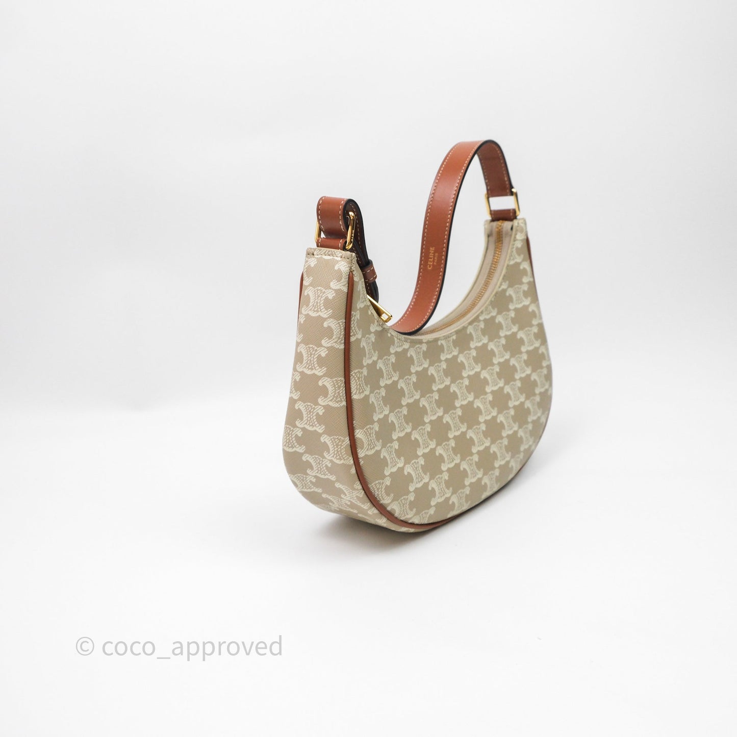 Celine Ava Bag In Triomphe Canvas Calfskin Grege