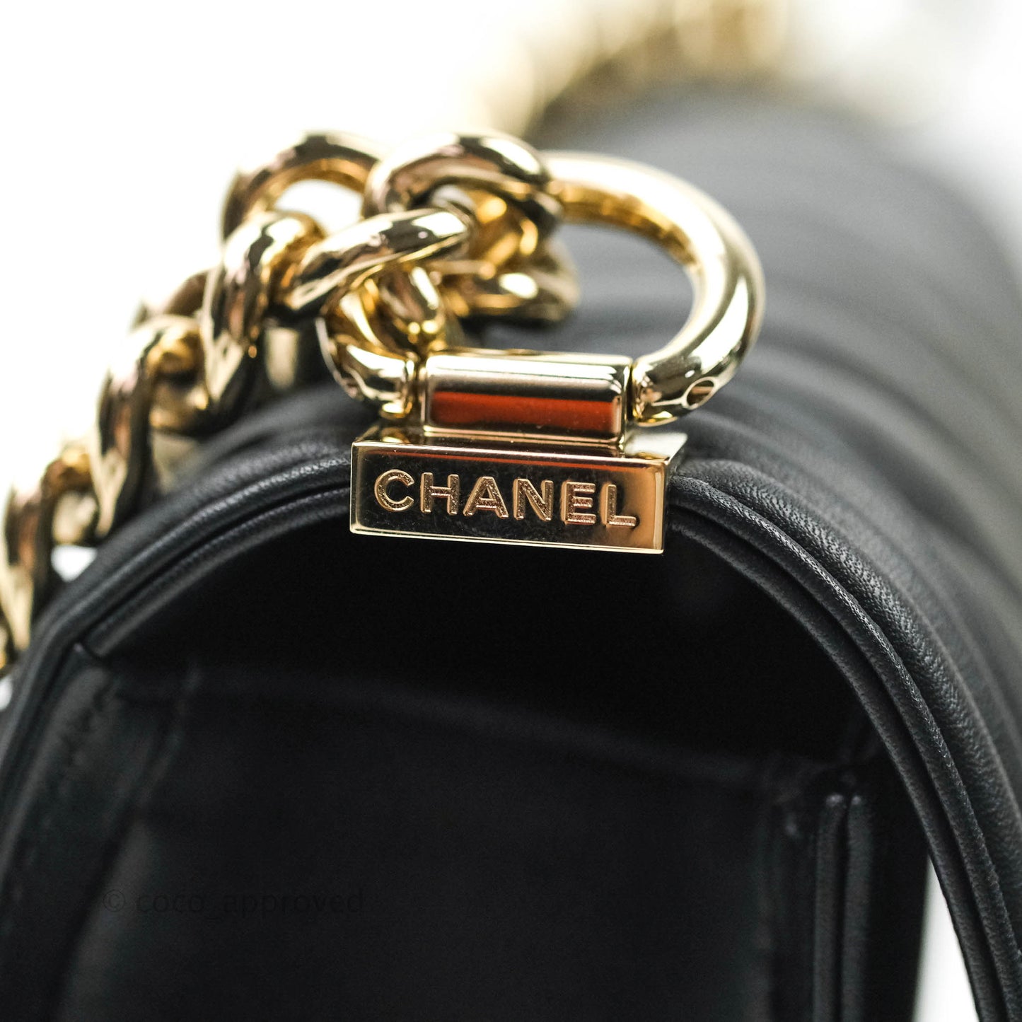 Chanel Chevron Medium Boy Bag Black Calfskin Gold Hardware