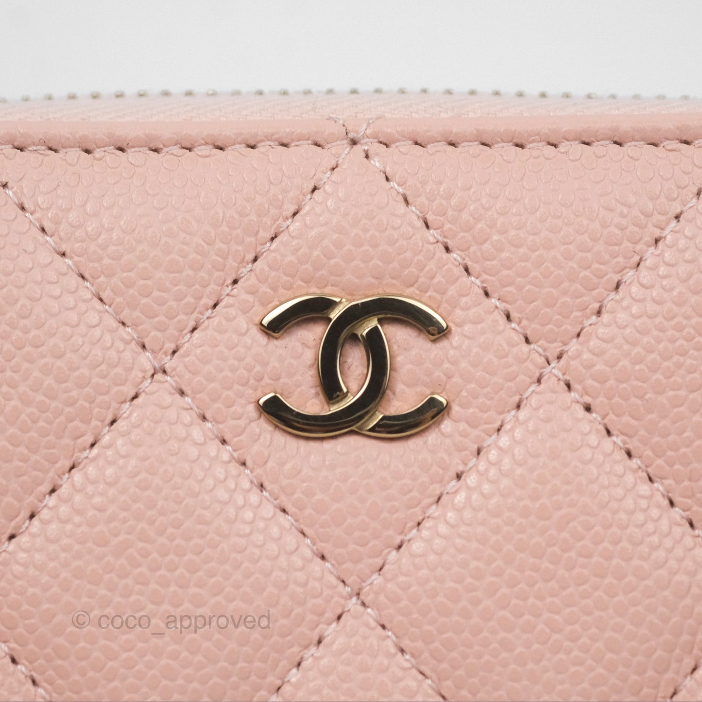 Chanel Classic Zipped Coin Purse Pink Caviar Gold Hardware