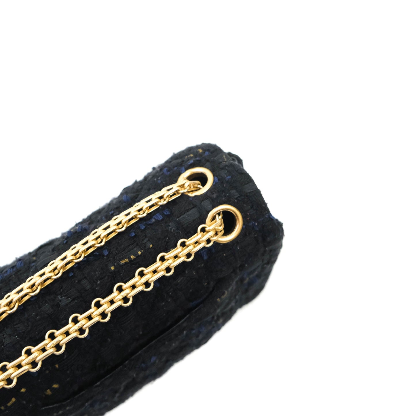 Chanel Mini Reissue 224 Tweed Black Aged Gold Hardware
