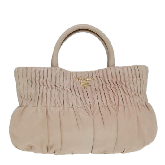 Luxury Prada Hand Bag Leather 2way Pink Gold  91404