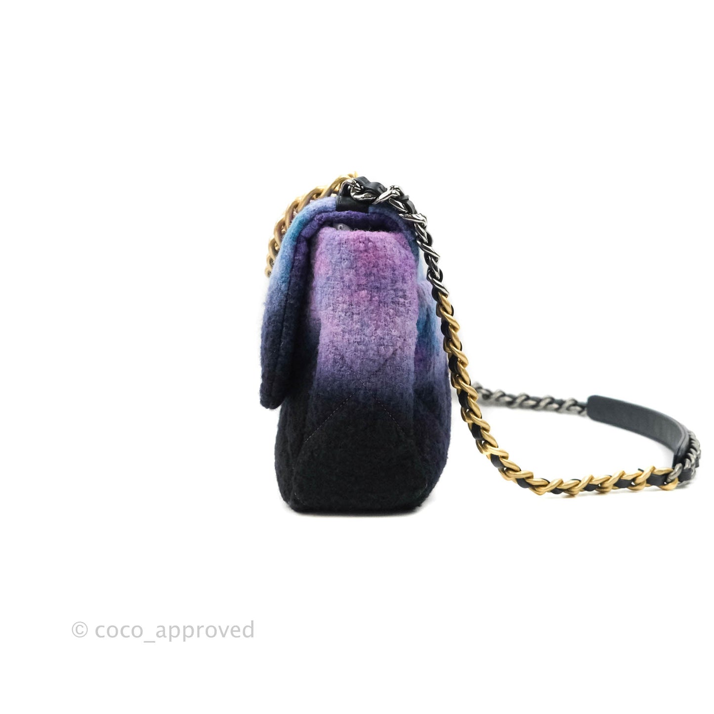 Chanel 19 Medium Tweed Ombre Purple Black Mixed Hardware