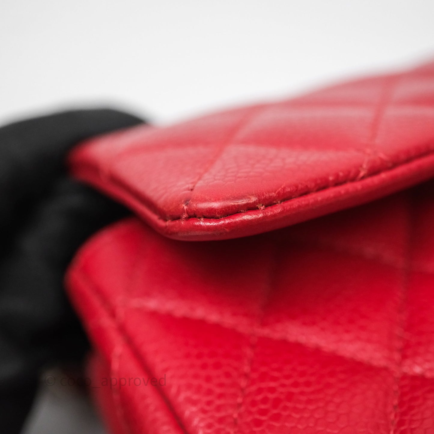 Chanel Quilted Mini Rectangular Flap Red Caviar Silver Hardware