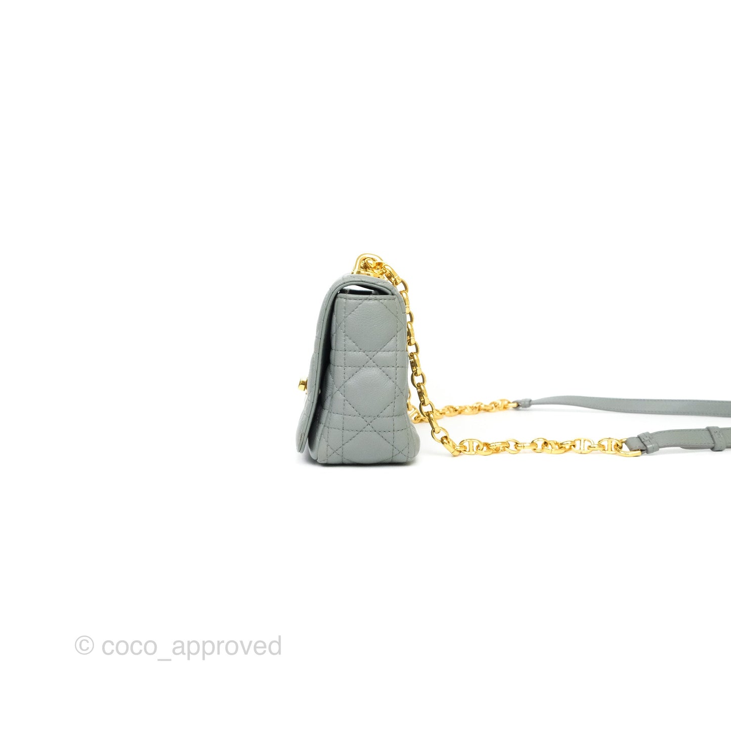 Dior Small Caro Bag Grey Supple Cannage Calfskin