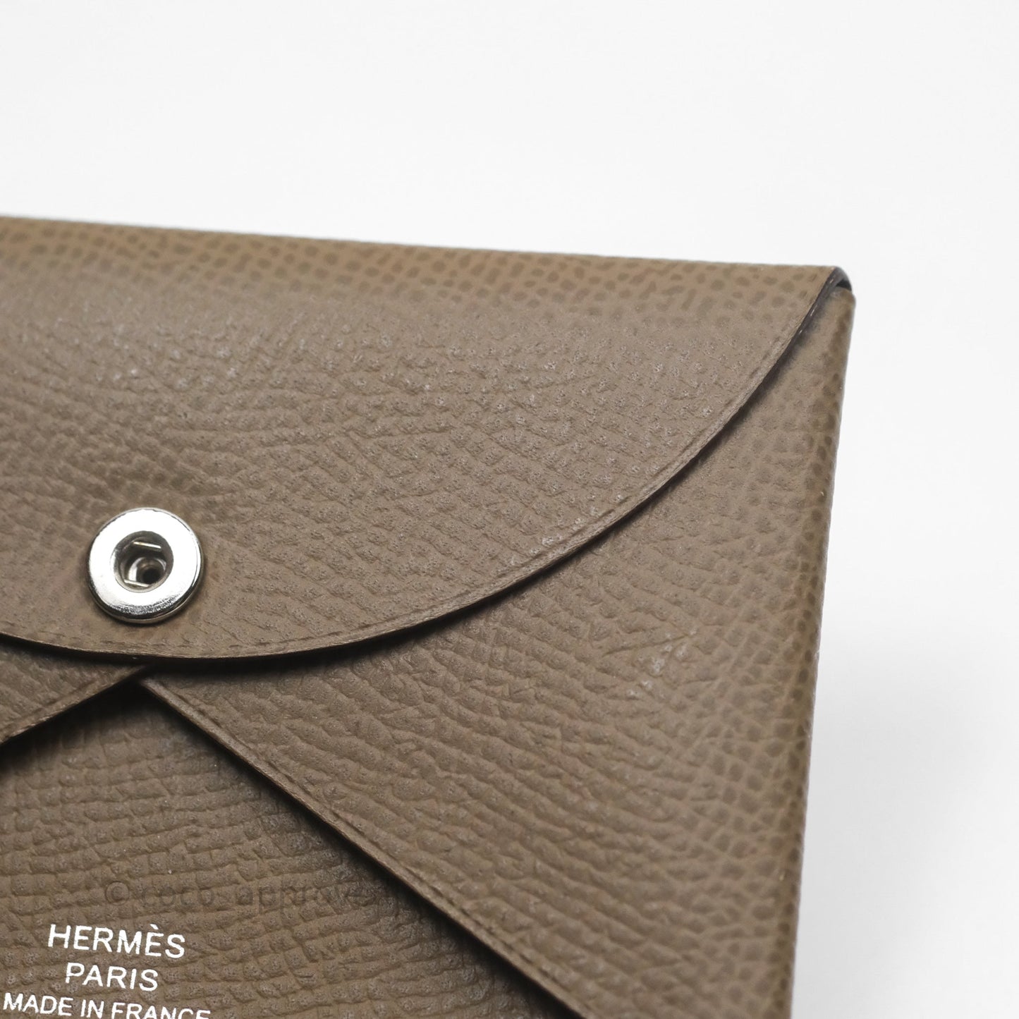 Hermès Calvi Duo Compact Card Holder Etoupe Epsom Palladium Hardware
