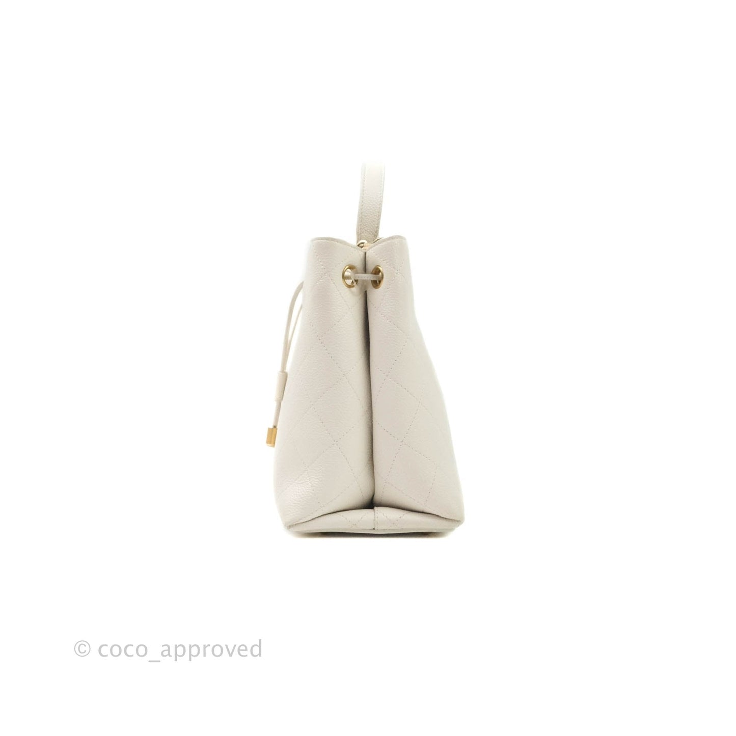 Chanel Grained Calfskin Ivory Drawstring Bucket Bag Aged Gold Hardware
