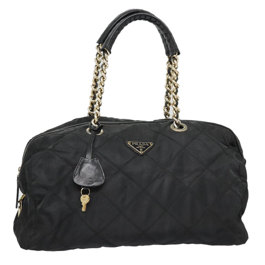 Luxury Prada Quilted Chain Shoulder Bag Nylon Black  91474