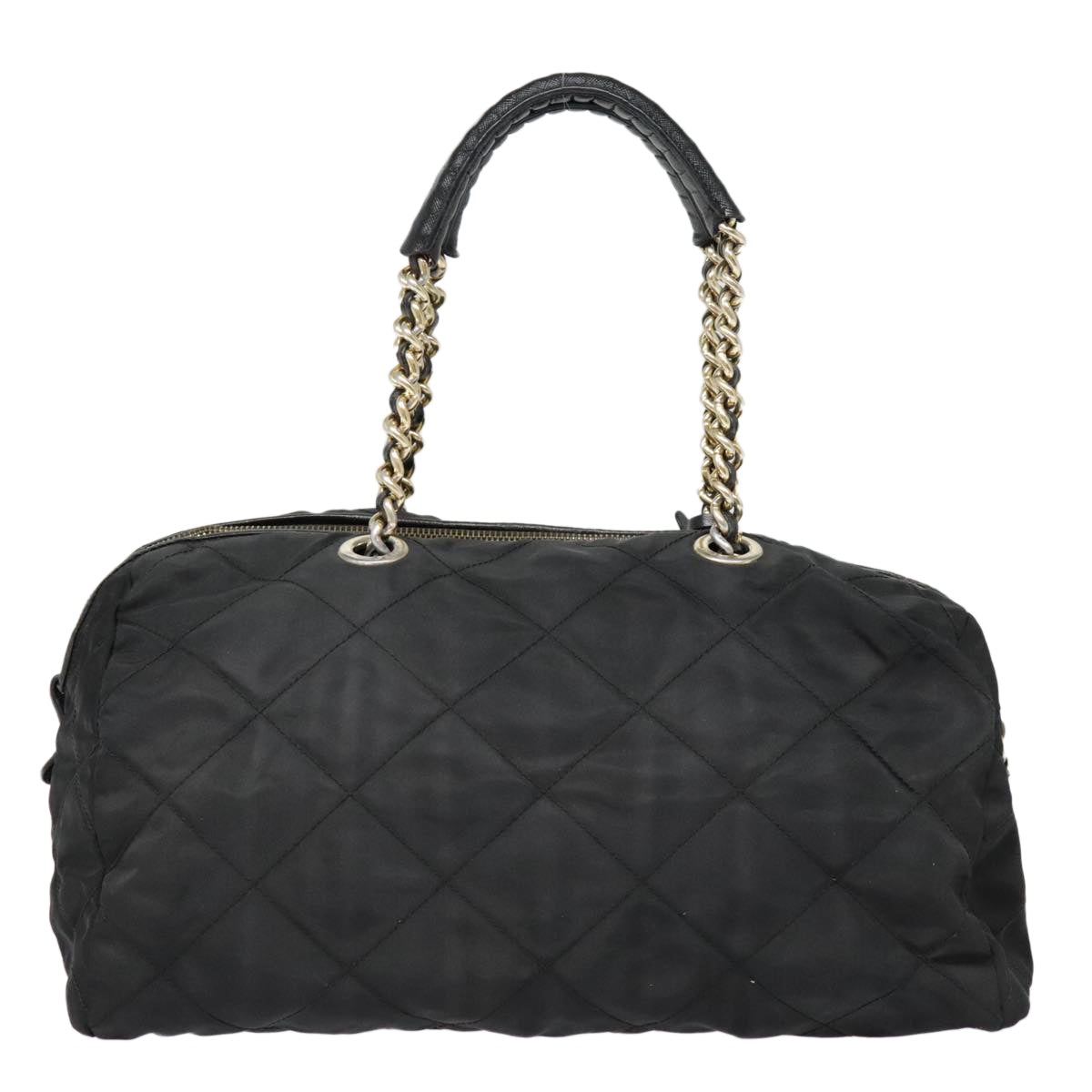 Luxury Prada Quilted Chain Shoulder Bag Nylon Black  91474