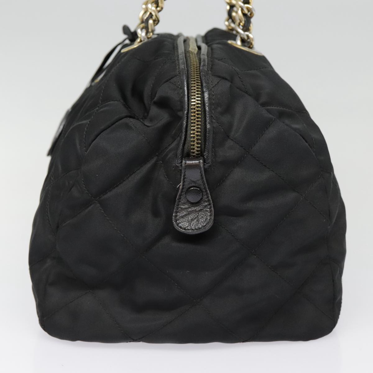 Luxury Prada Quilted Chain Shoulder Bag Nylon Black  91474