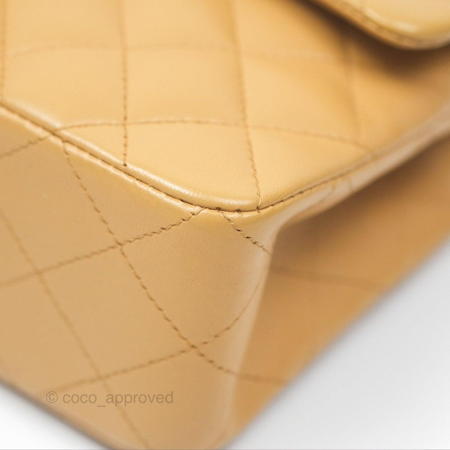 Chanel Vintage Small Classic Flap Beige Lambskin 24K Gold Hardware