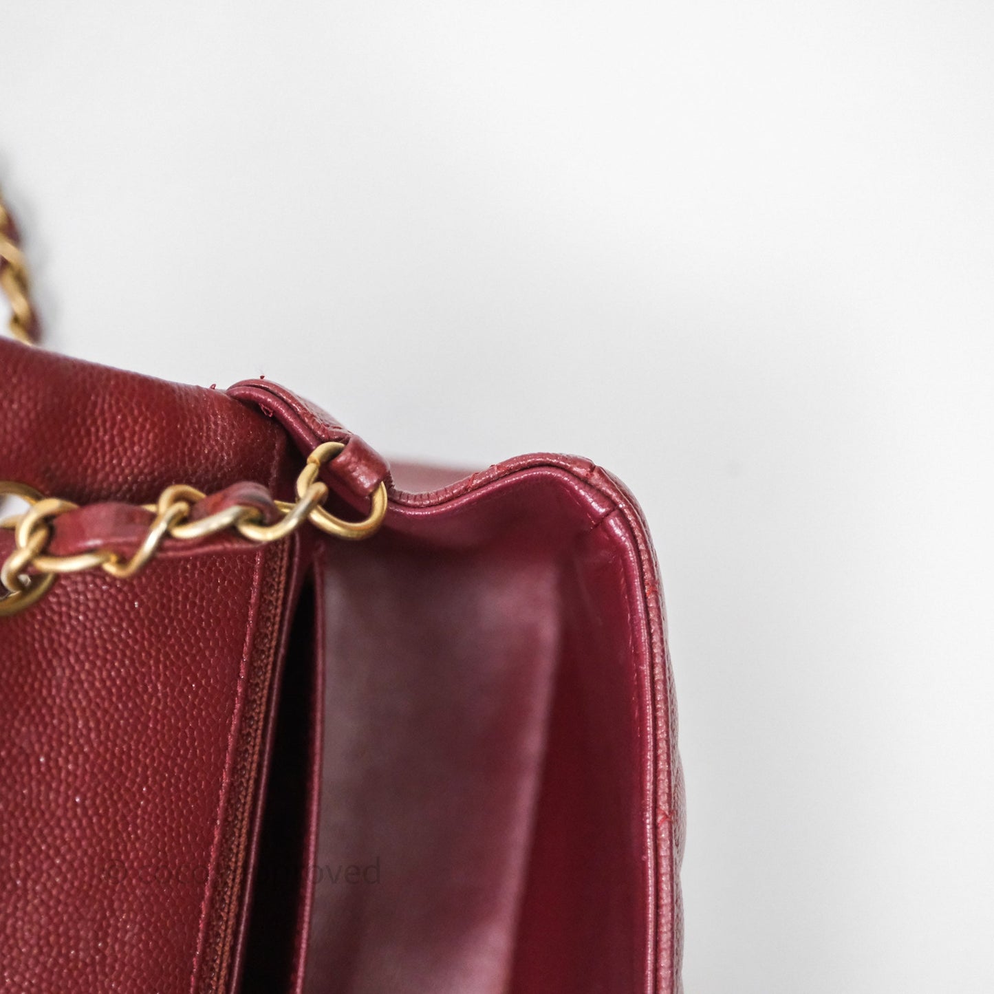 Chanel Classic Quilted Mini Rectangular Flap Burgundy Caviar Aged Gold Hardware