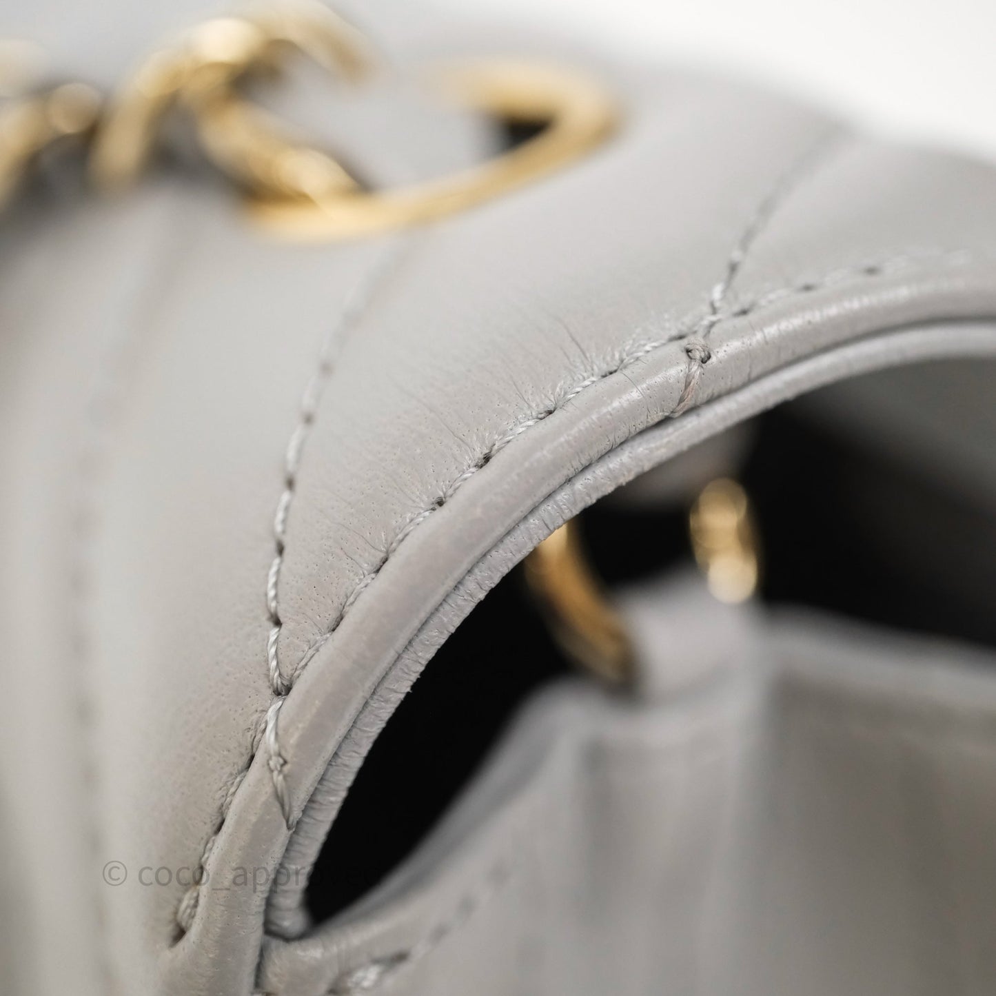 Chanel Mini Rectangular Chevron Grey Lambskin Light Gold Hardware
