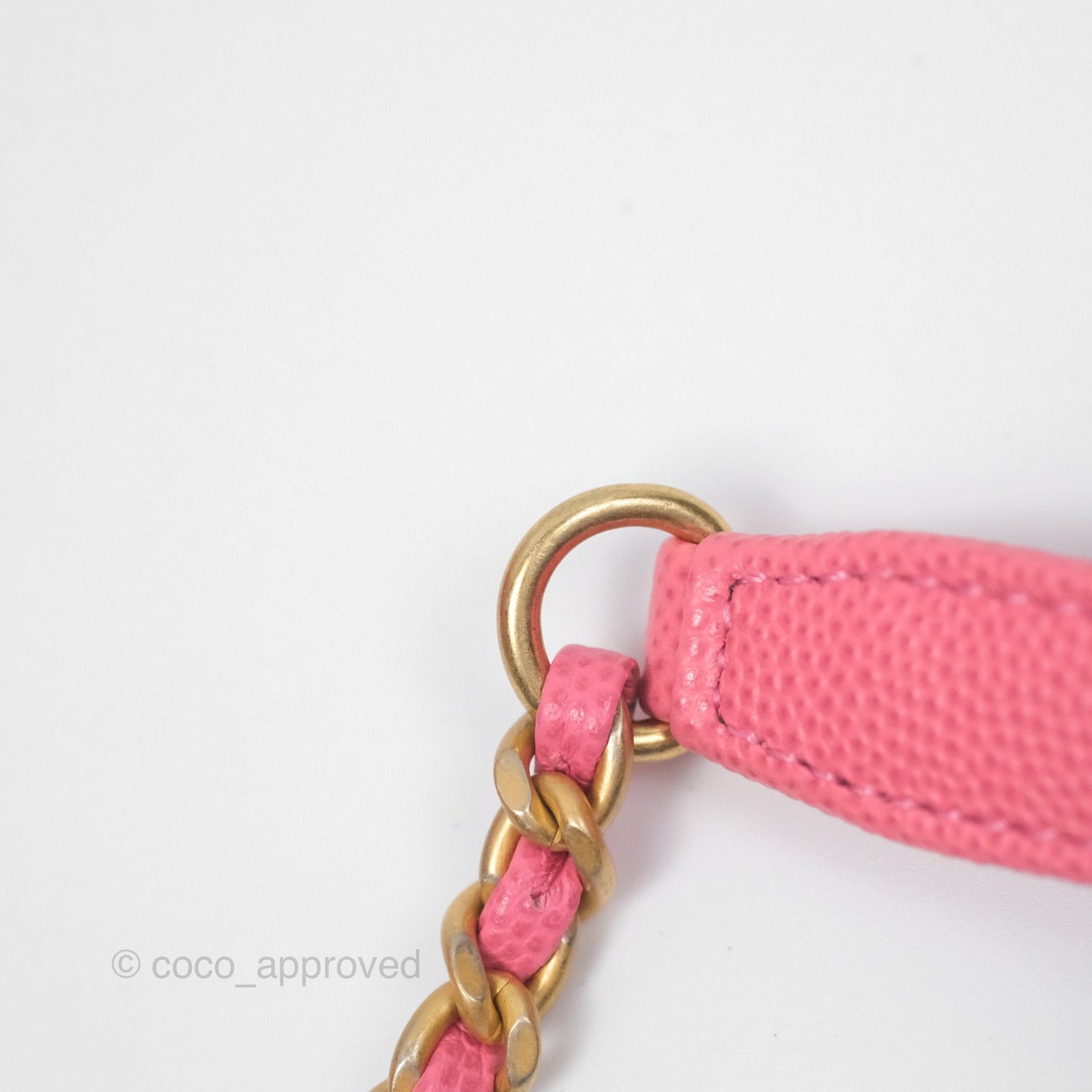 Chanel Small Coco Handle Quilted Pink Caviar Aged Gold Hardware Lizard Handle