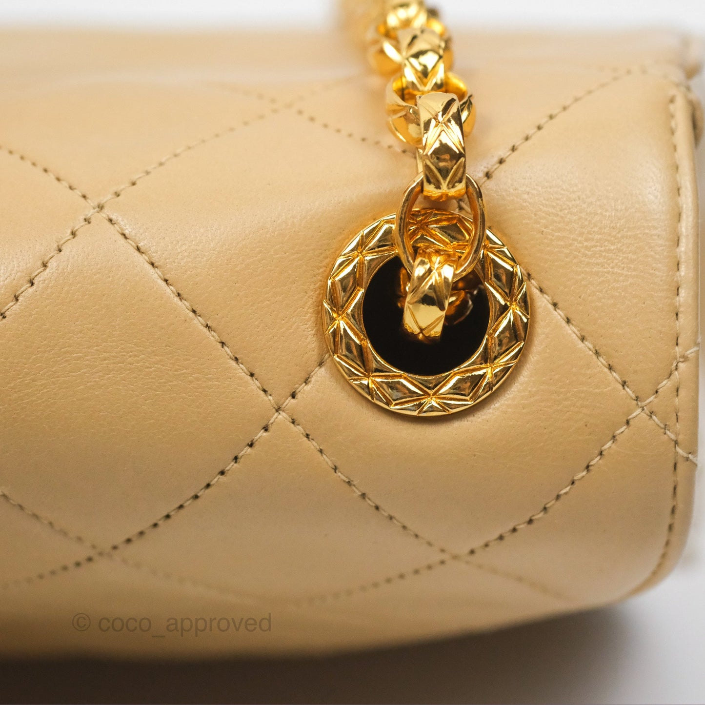 Chanel Vintage Flap Bag Beige Lambskin Gold Hardware