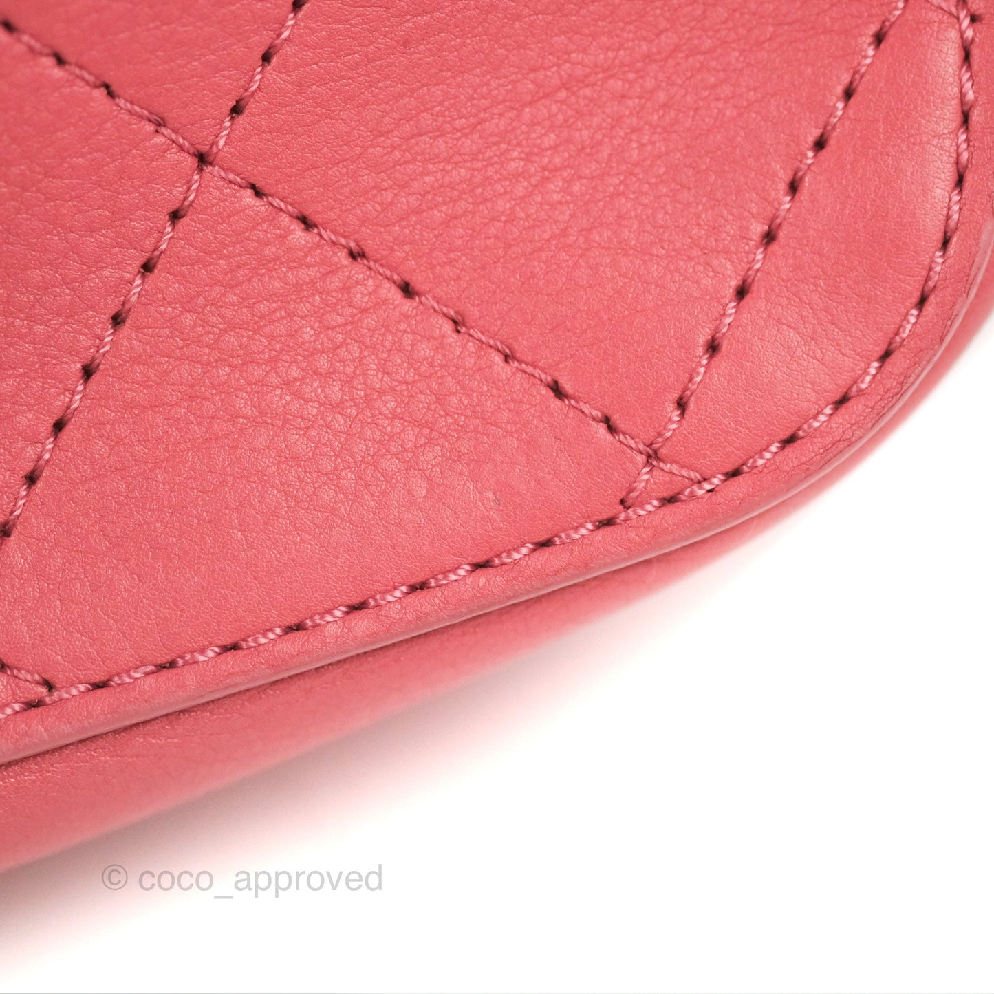 Chanel Small Flat Quilt Round Flap Bag Pink Calfskin Gold Hardware