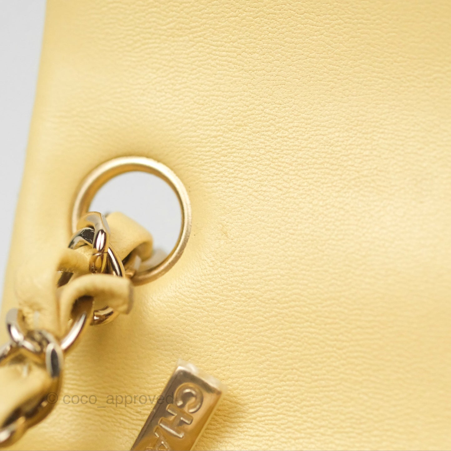 Chanel Mini Square Quilted Yellow Lambskin Gold Hardware