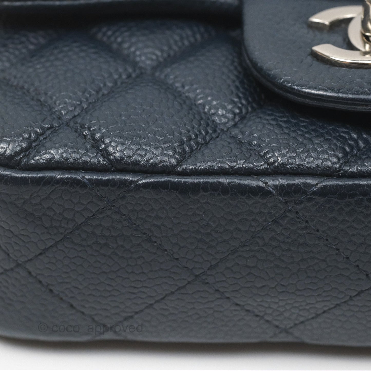 Chanel Quilted Extra Mini Rectangular Flap Dark Navy Caviar Silver Hardware
