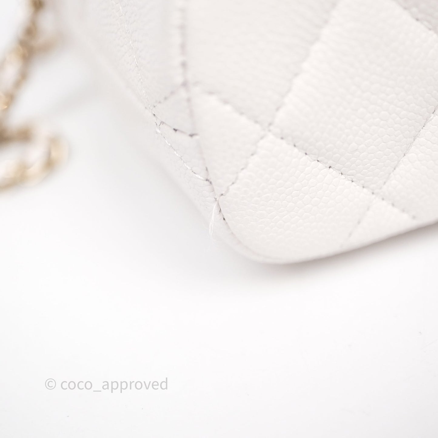 Chanel Quilted Hobo With Chain White Caviar Gold Hardware