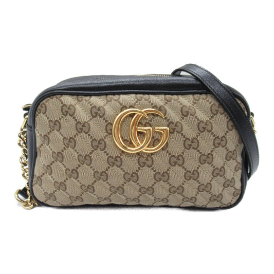 Luxury Gucci Trending 2025 GG Marmont Shoulder bag Shoulder bag Leather GG canvas Beige Black
