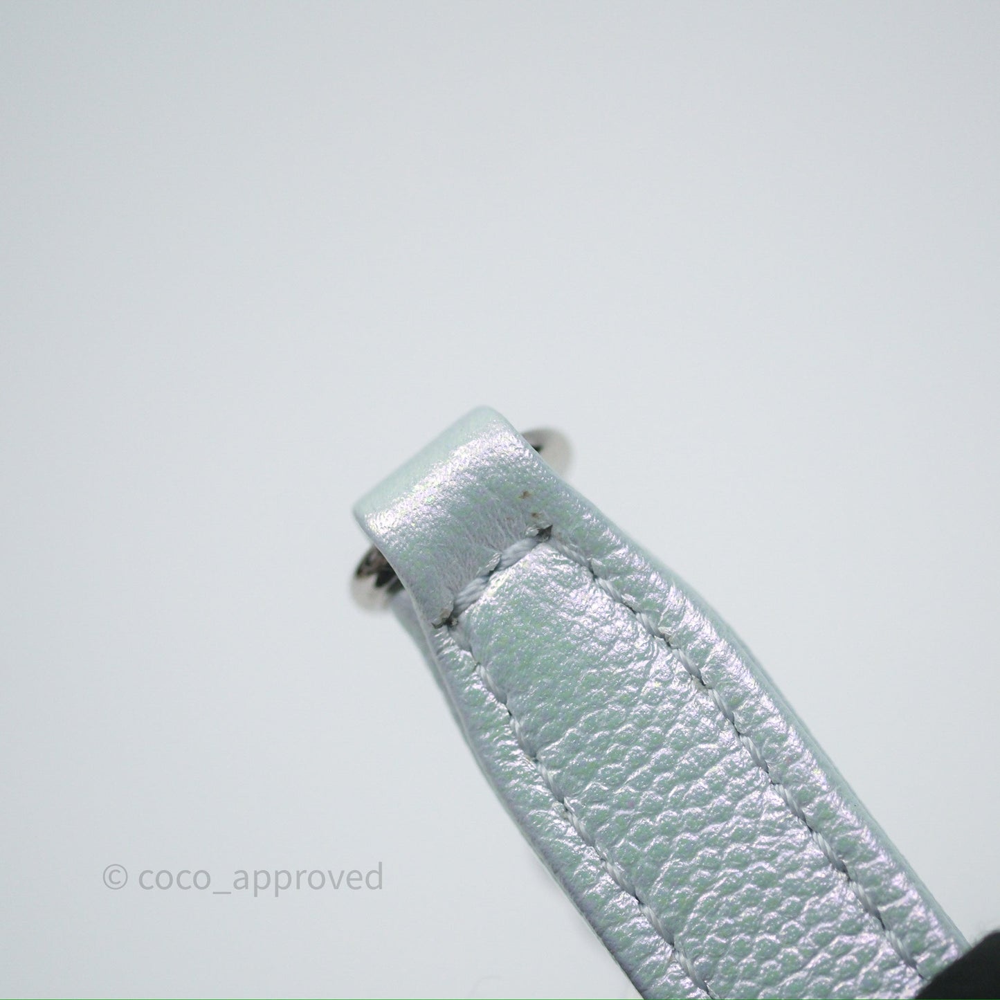Chanel Mini Coco Handle Quilted Iridescent Light Blue Caviar Rainbow Hardware