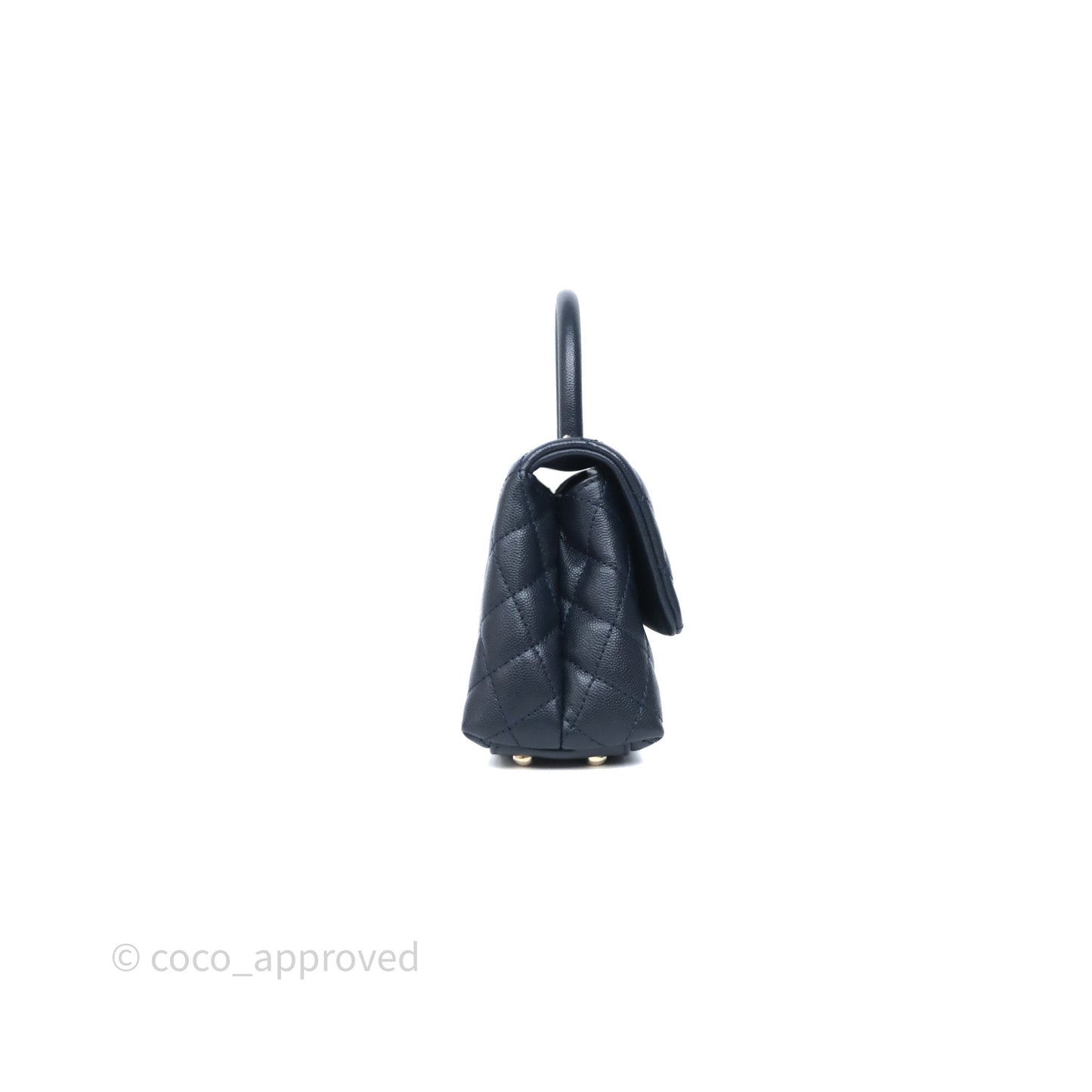 Chanel Small Coco Handle Navy Caviar Light Gold Hardware