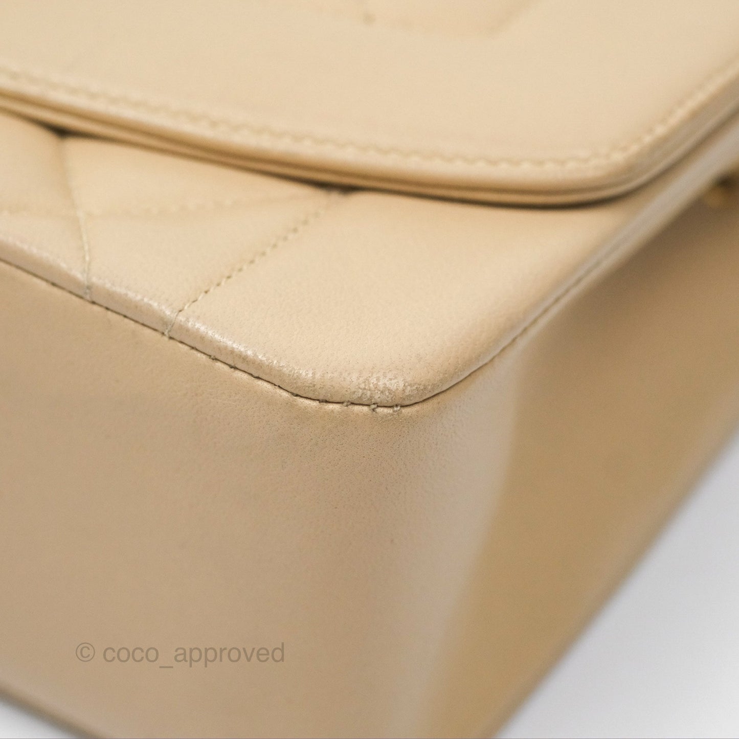 Chanel Vintage Small Quilted Classic Diana Flap Bag Beige Lambskin 24K Gold Hardware