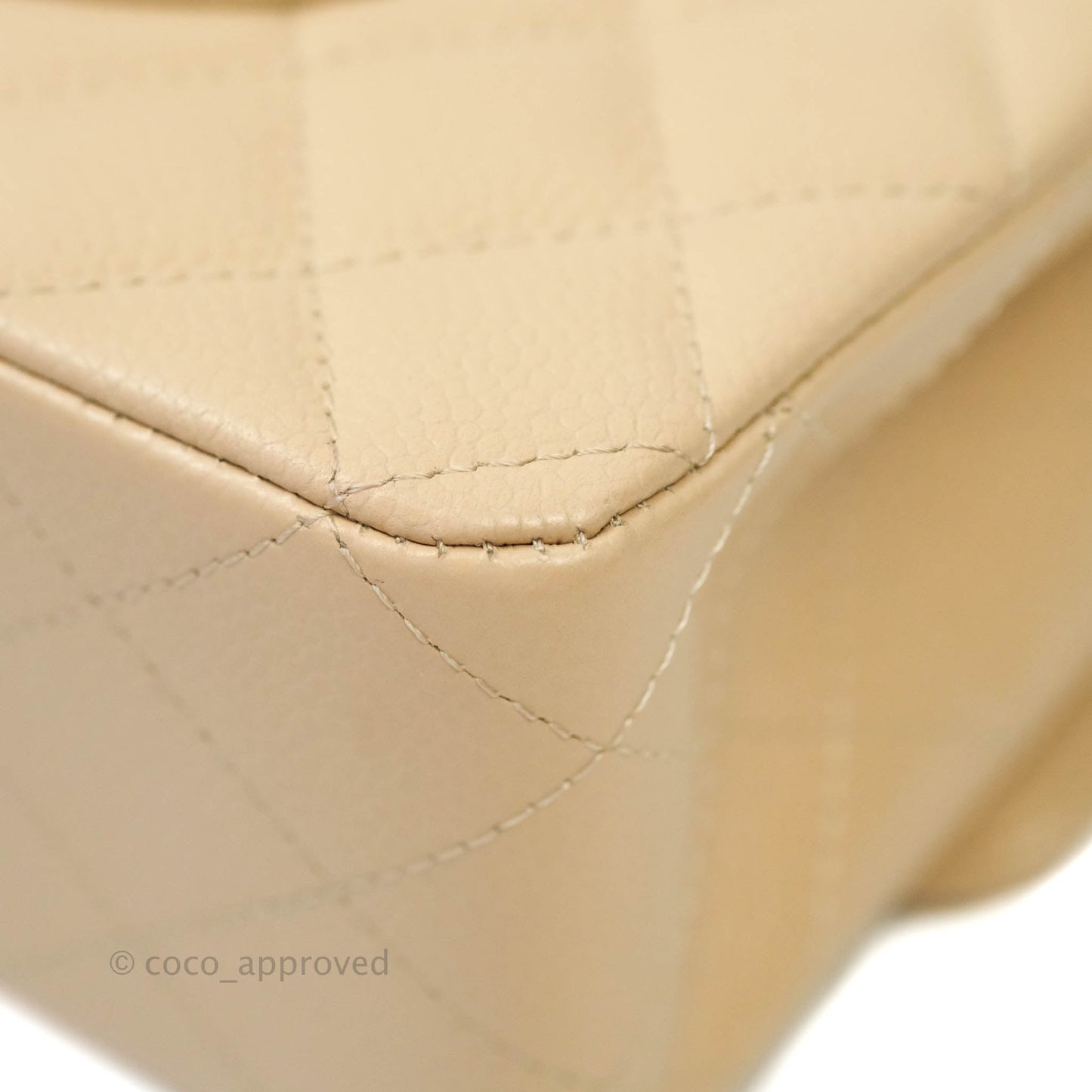 Chanel M/L Medium Double Flap Bag Beige Caviar Gold Hardware