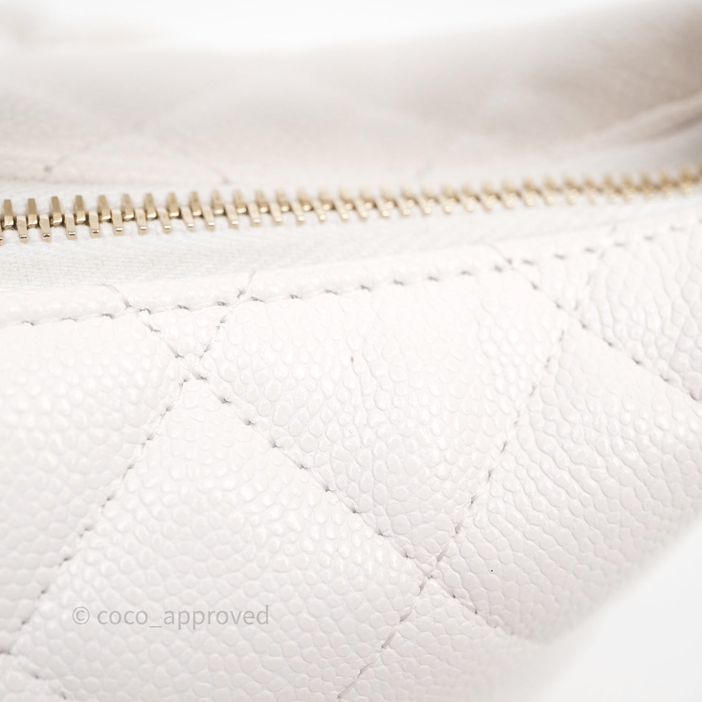 Chanel Quilted Hobo With Chain White Caviar Gold Hardware