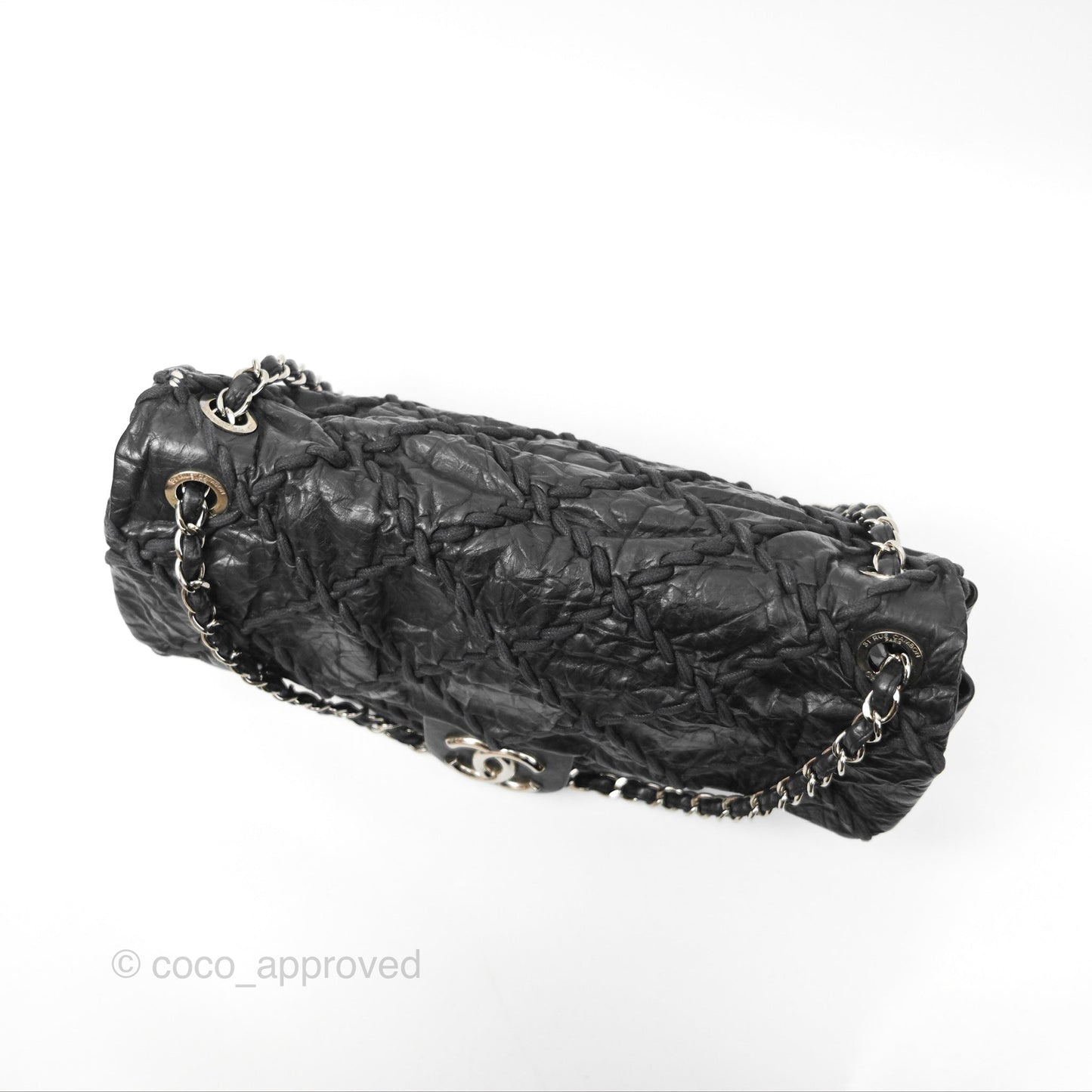 Chanel Large Flap Bag Dark Navy Silver Hardware