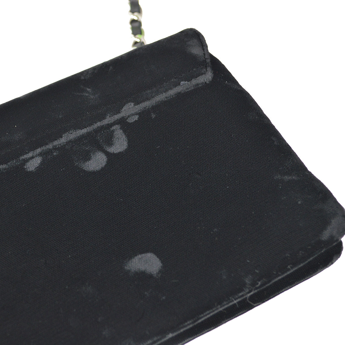 Luxury Chanel 2005-2006 Camelia Chain Shoulder Bag Black Velvet