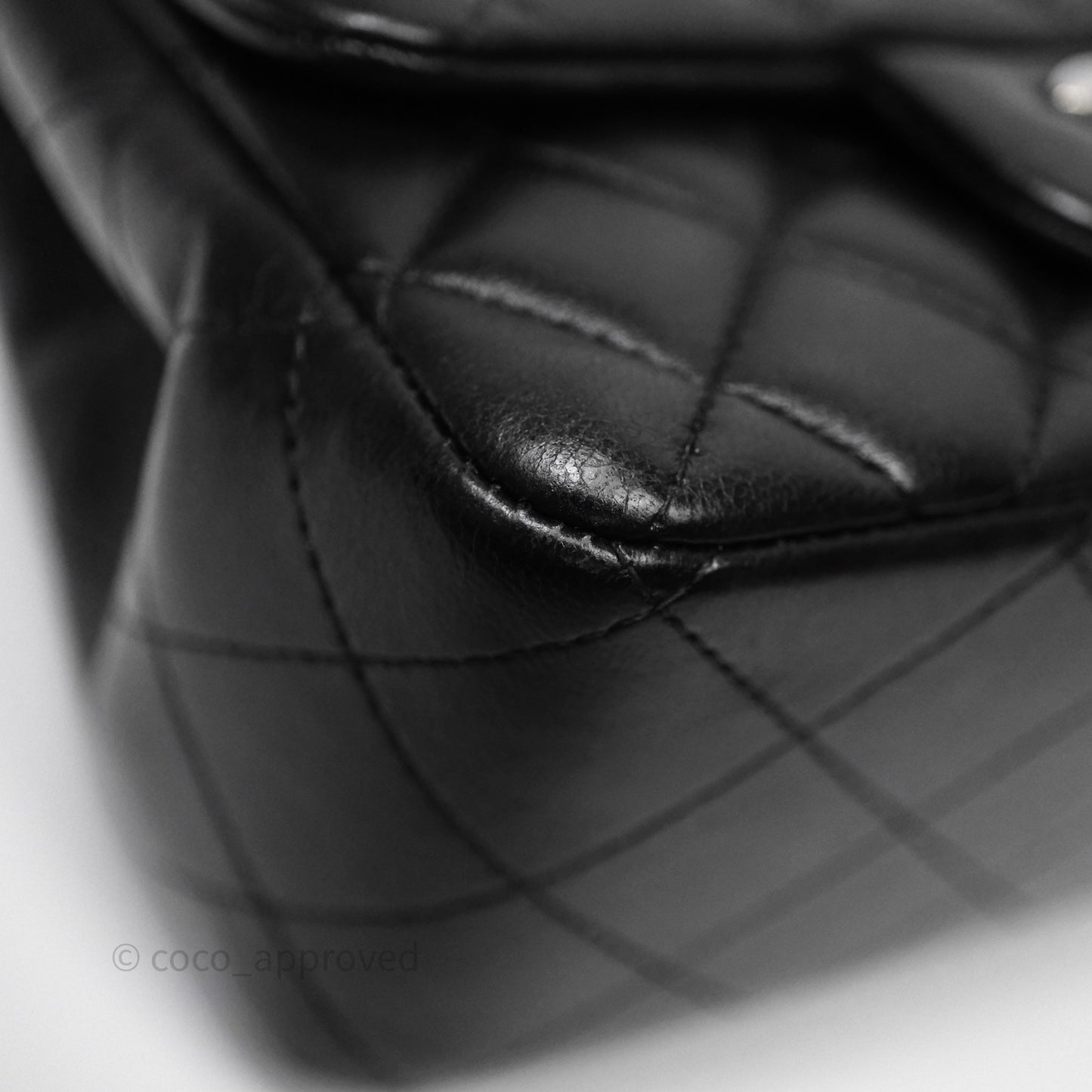Chanel Mini Square Quilted Black Lambskin Silver Hardware