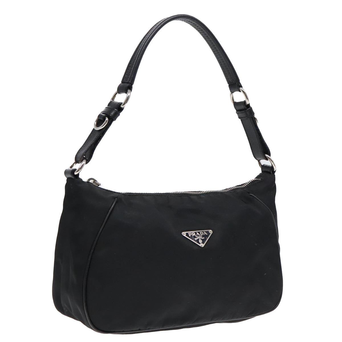 Luxury Prada Shoulder Bag Nylon Black Silver  91602