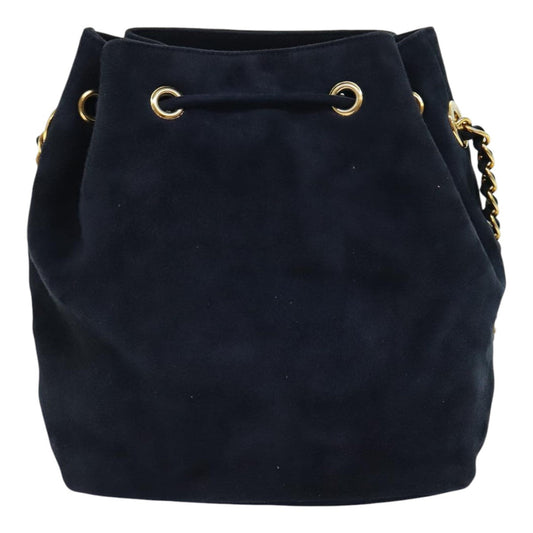 Luxury Prada Chain Shoulder Bag Suede Navy  91603