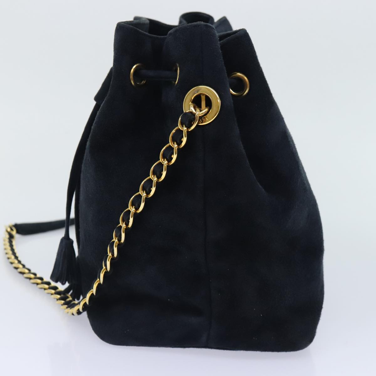 Luxury Prada Chain Shoulder Bag Suede Navy  91603